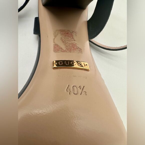 Gucci GG Marmont Ankle Wrap Sandals Black Leather High Heel EU 40.5 US 10.5 - Picture 10 of 13